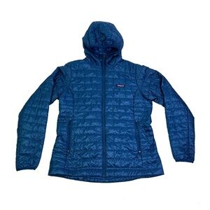 Patagonia Nano Puff Hoody Jacket Thermal Blue Hooded Zip Puffer